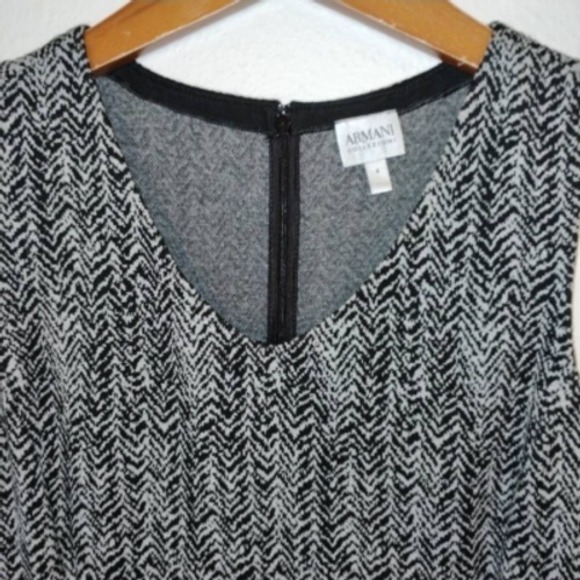 Armani Collezioni 4 Sheath Dress Black Gray Herringbone Knit Stretch Sleeveless - Picture 7 of 10